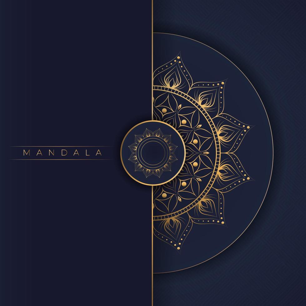 goud en blauw kleur luxe sier mandala achtergrondontwerp voor print, poster, dekking, brochure, flyer vector