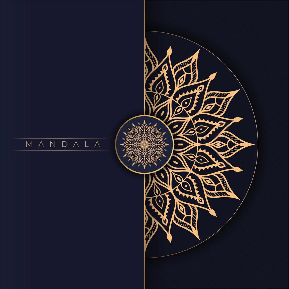 goud en blauw kleur luxe sier mandala achtergrondontwerp voor print, poster, dekking, brochure, flyer vector