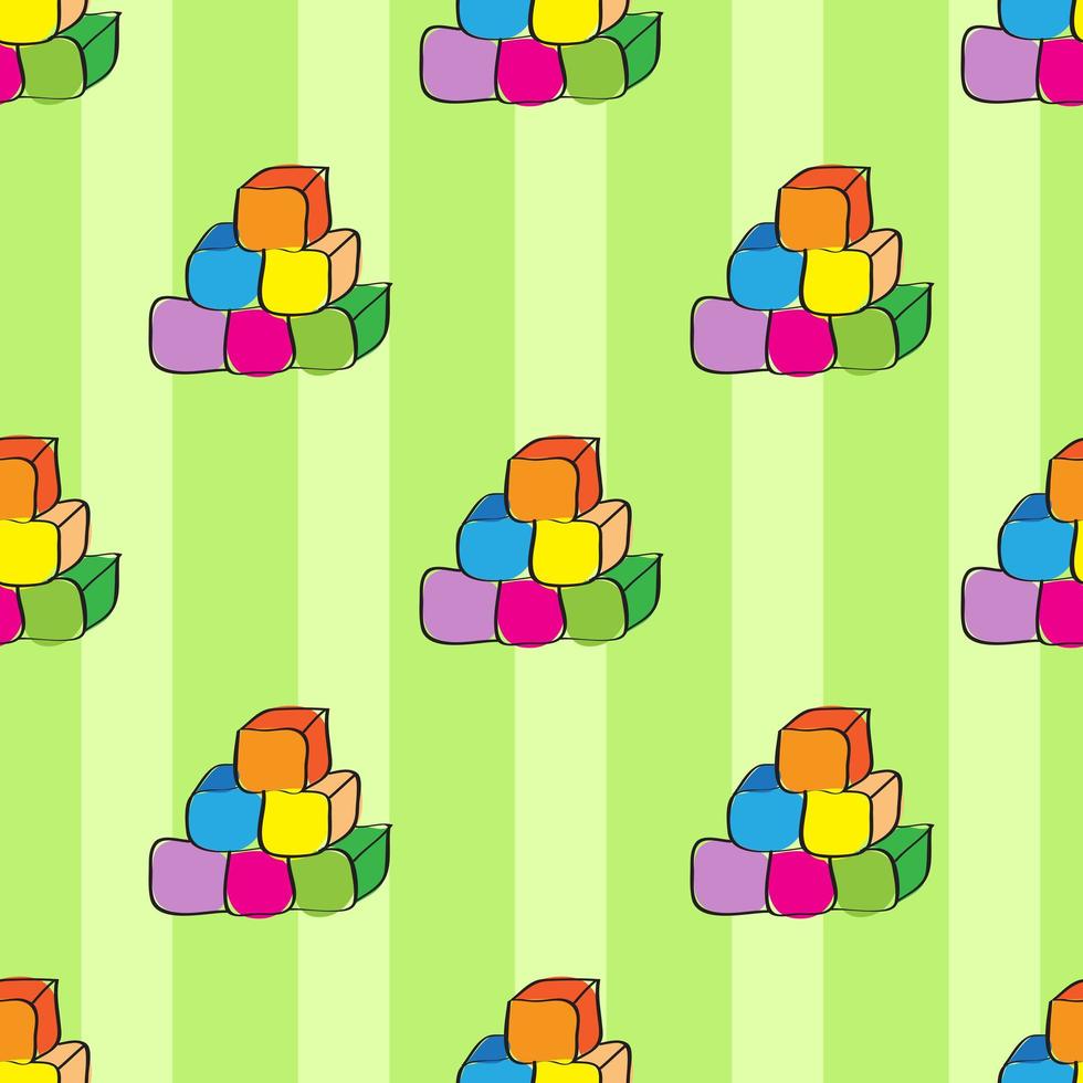 veelkleurige kubussen op groene achtergrond, abstract naadloos patroon vector