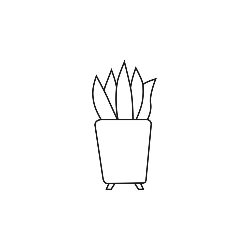 schets van een plant in een bloempot voor kleurboek vector