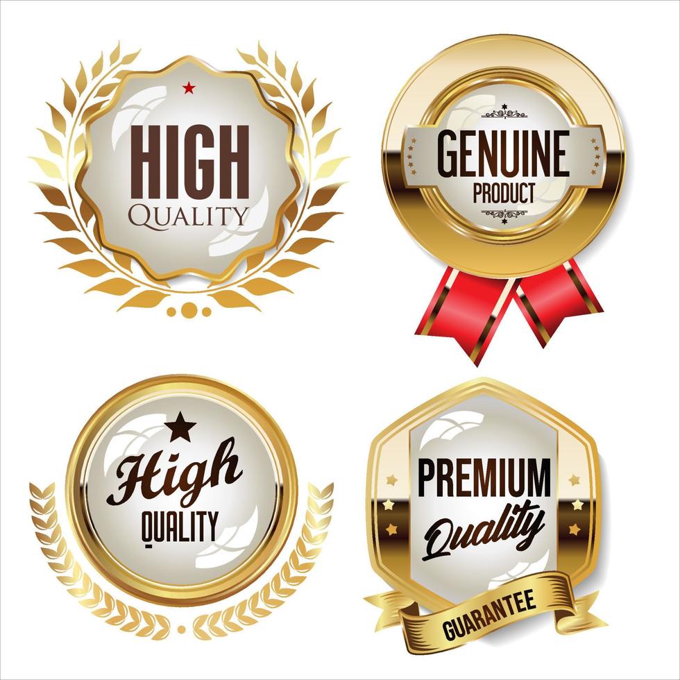 verzameling gouden badges en labels vector