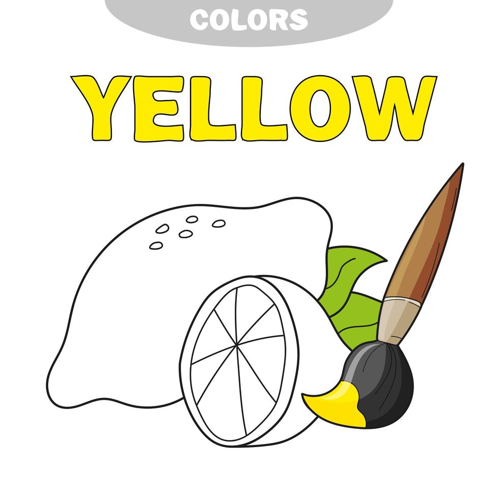 kleurboekpagina voor kleuters met contouren van citroen - gele kleur vector
