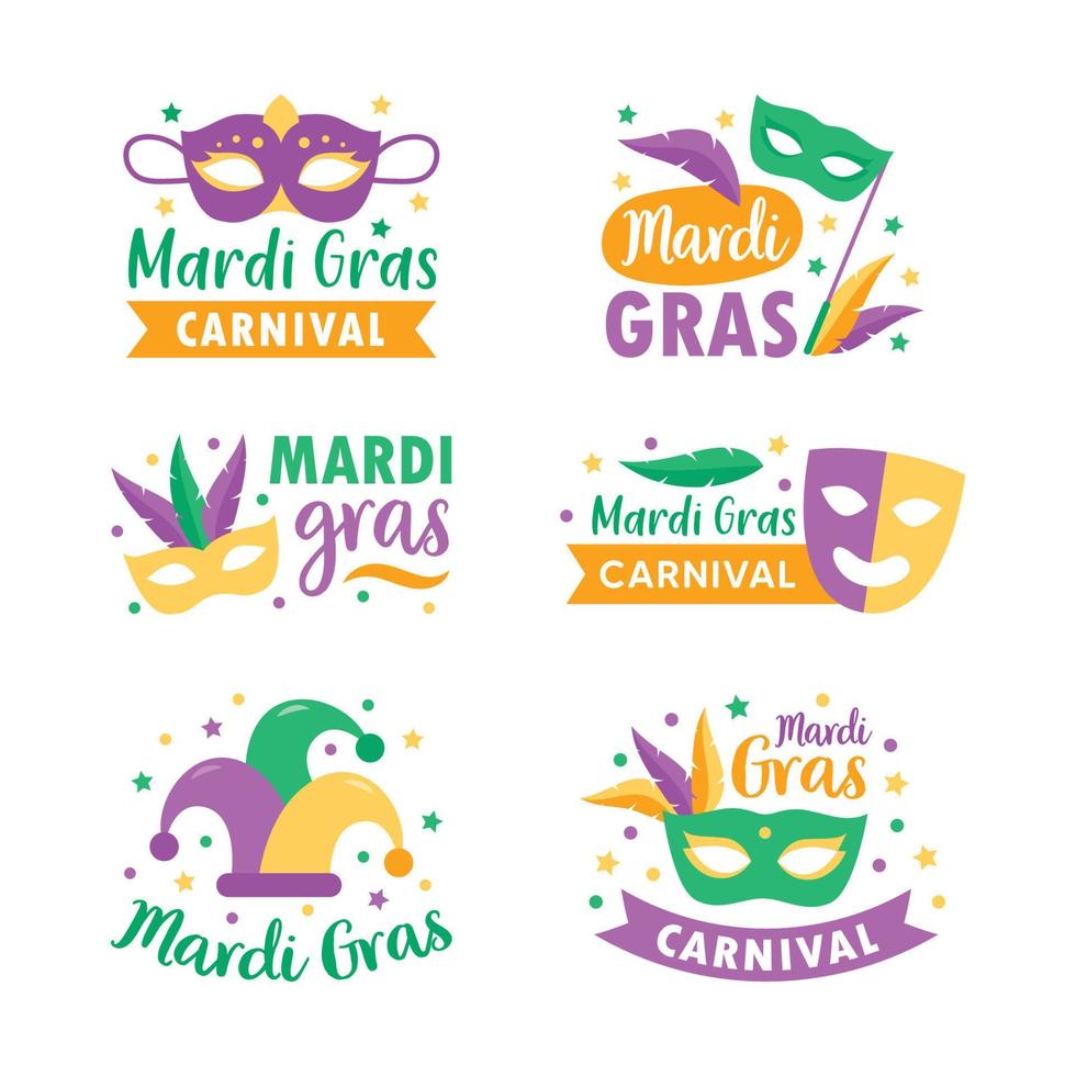 set mardi gras maskerade stickers vector