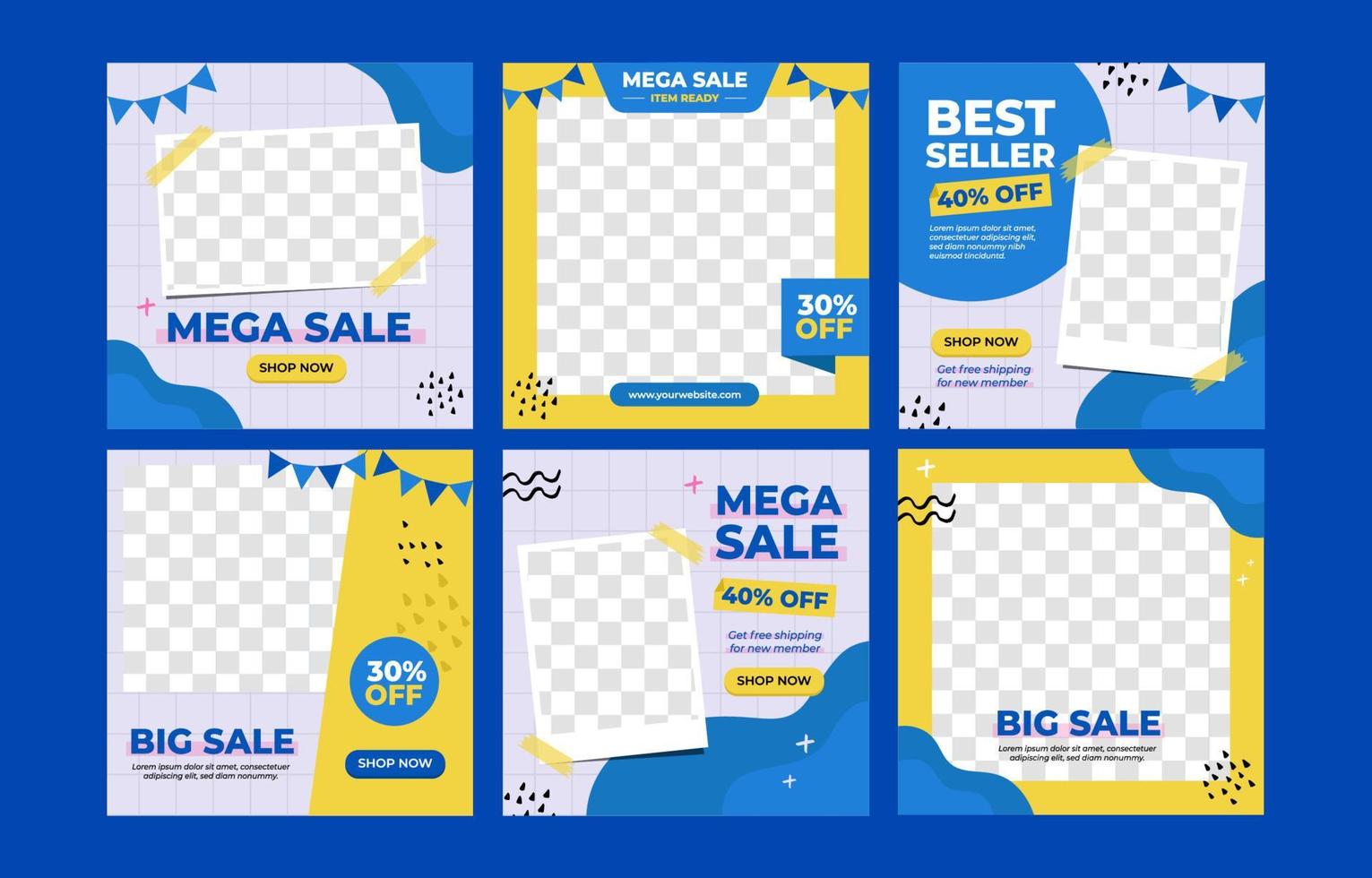 mega sale posts op sociale media vector