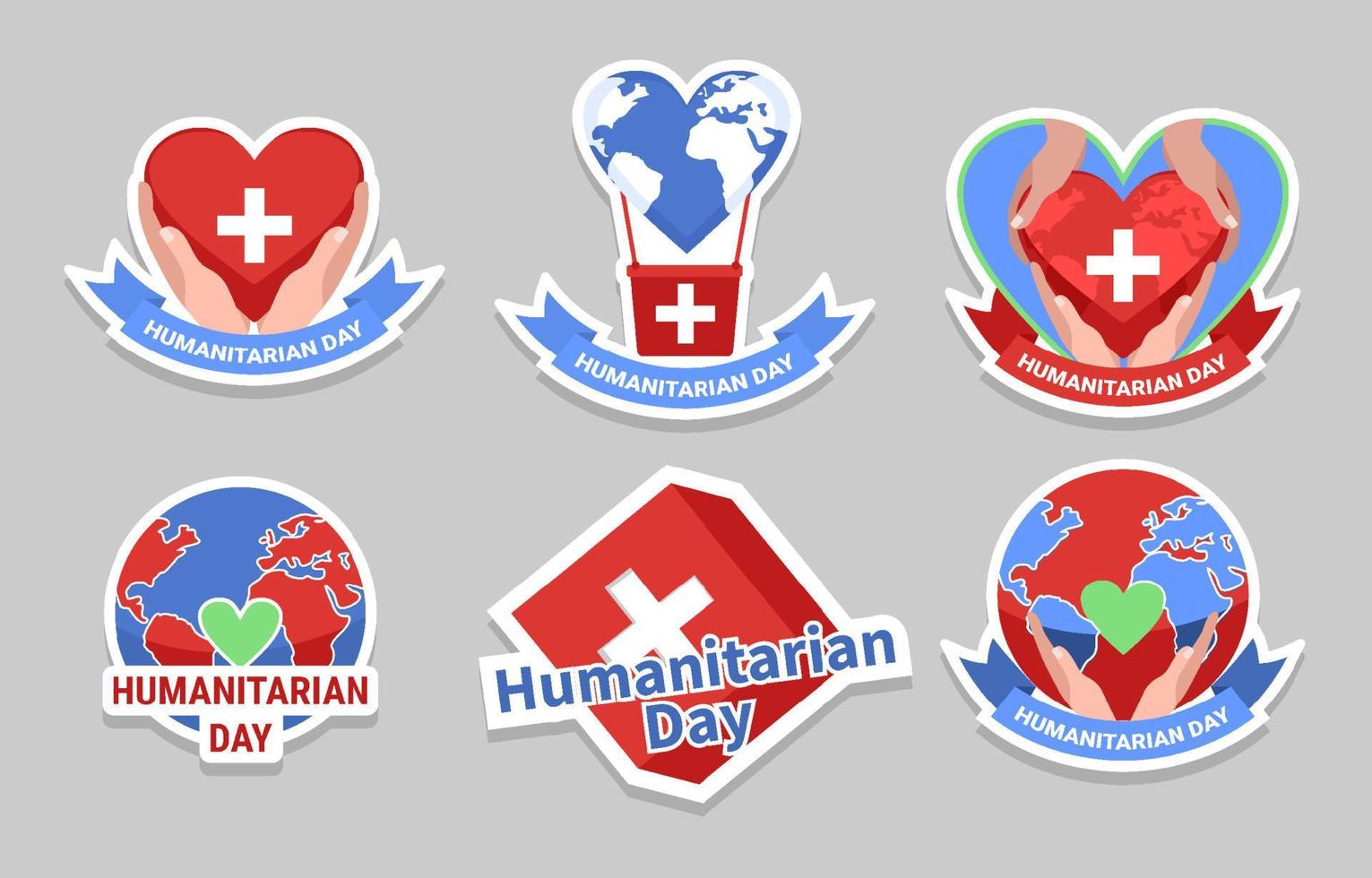 stickerpakket voor humanitaire dagactivisme vector