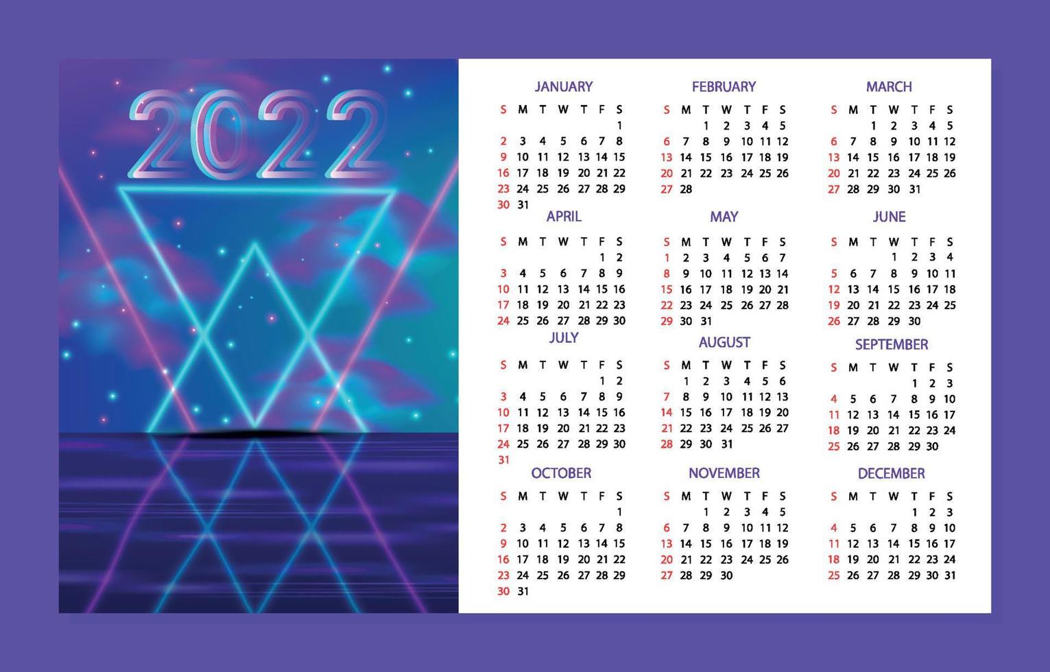 2022 kalendersjabloon vector