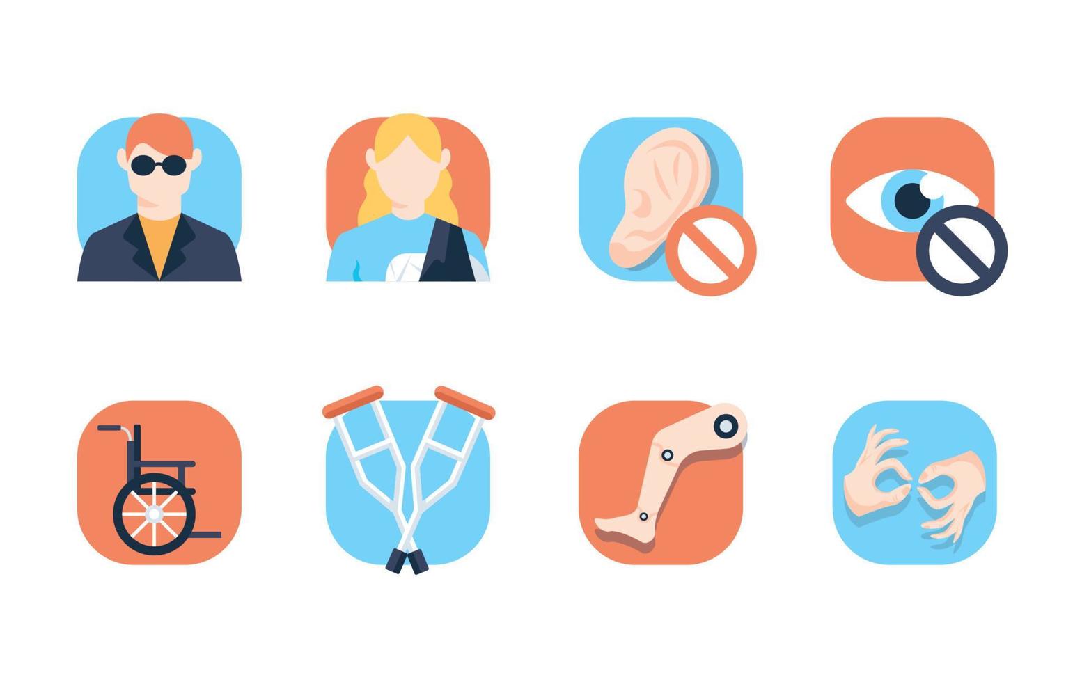 mensen met een handicap icon set vector