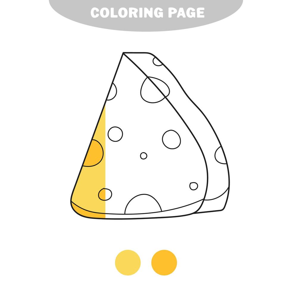 eenvoudige kleurplaat. kleurboek paginasjabloon met kaas. vector
