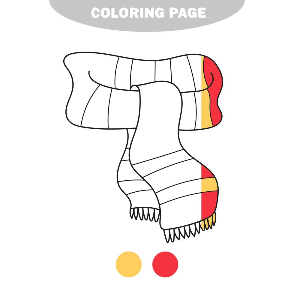 eenvoudige kleurplaat. winter sjaal lijn icoon. half geschilderde foto met kleuren vector