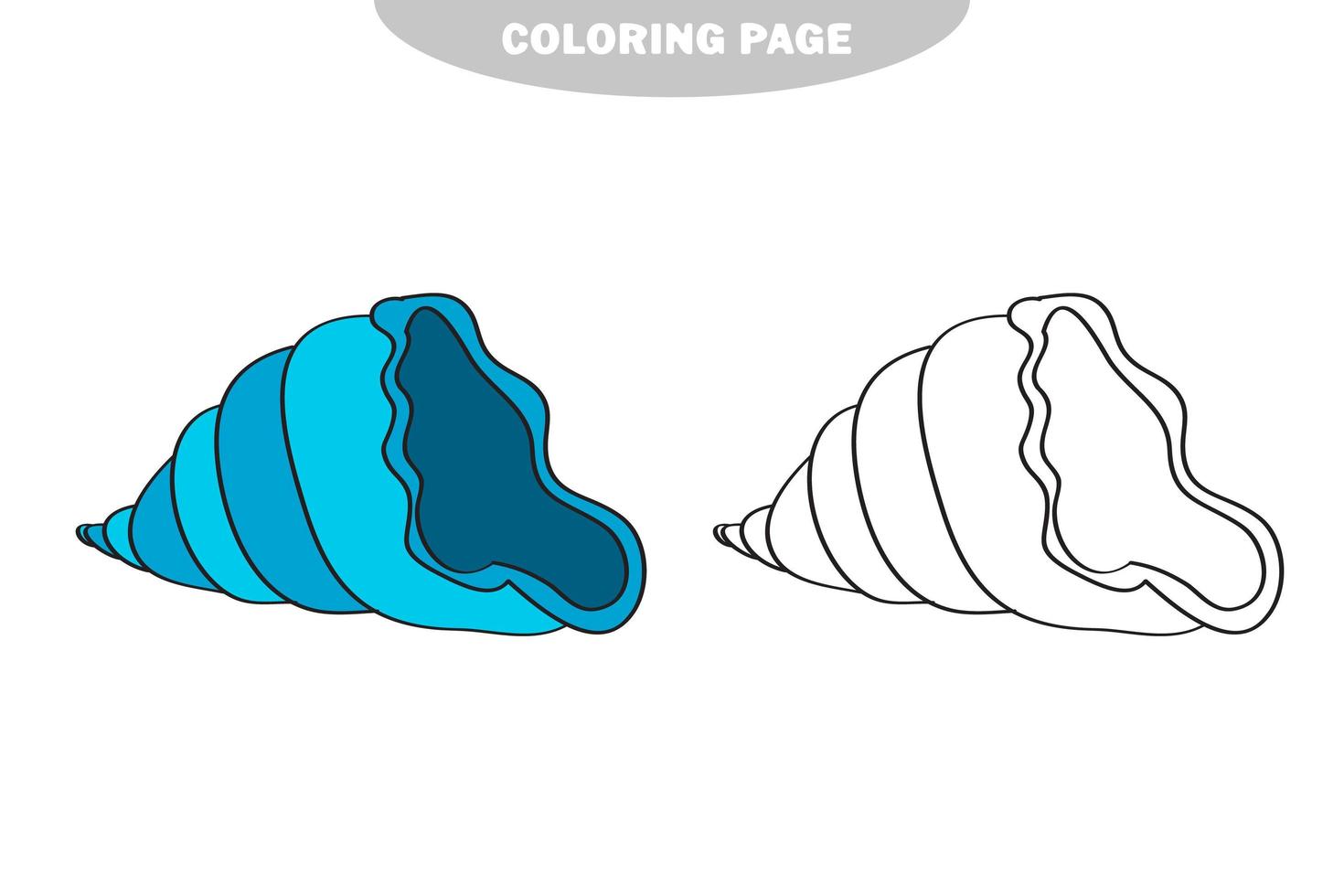 eenvoudige kleurplaat. lijn getrokken zeeschelp op witte geïsoleerde achtergrond vector