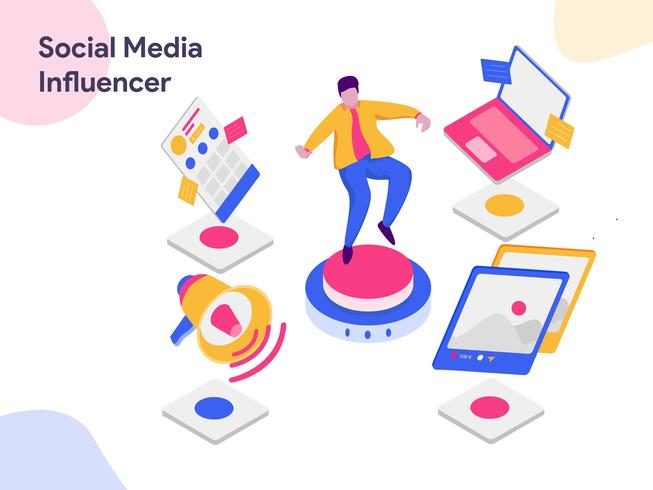 Social Media Influencer isometrische illustratie. Moderne platte ontwerpstijl voor website en mobiele website. Vectorillustratie vector