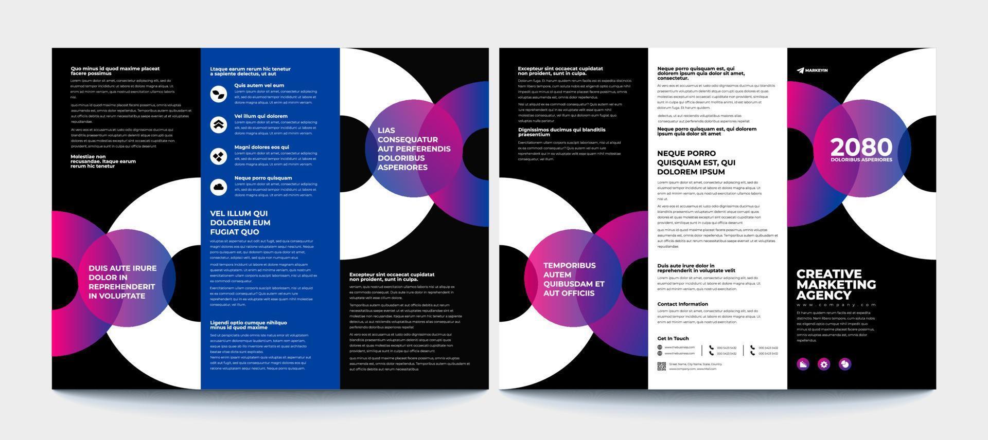 brochureontwerp, brochuresjabloon, creatieve tri-fold, trendbrochure. vector