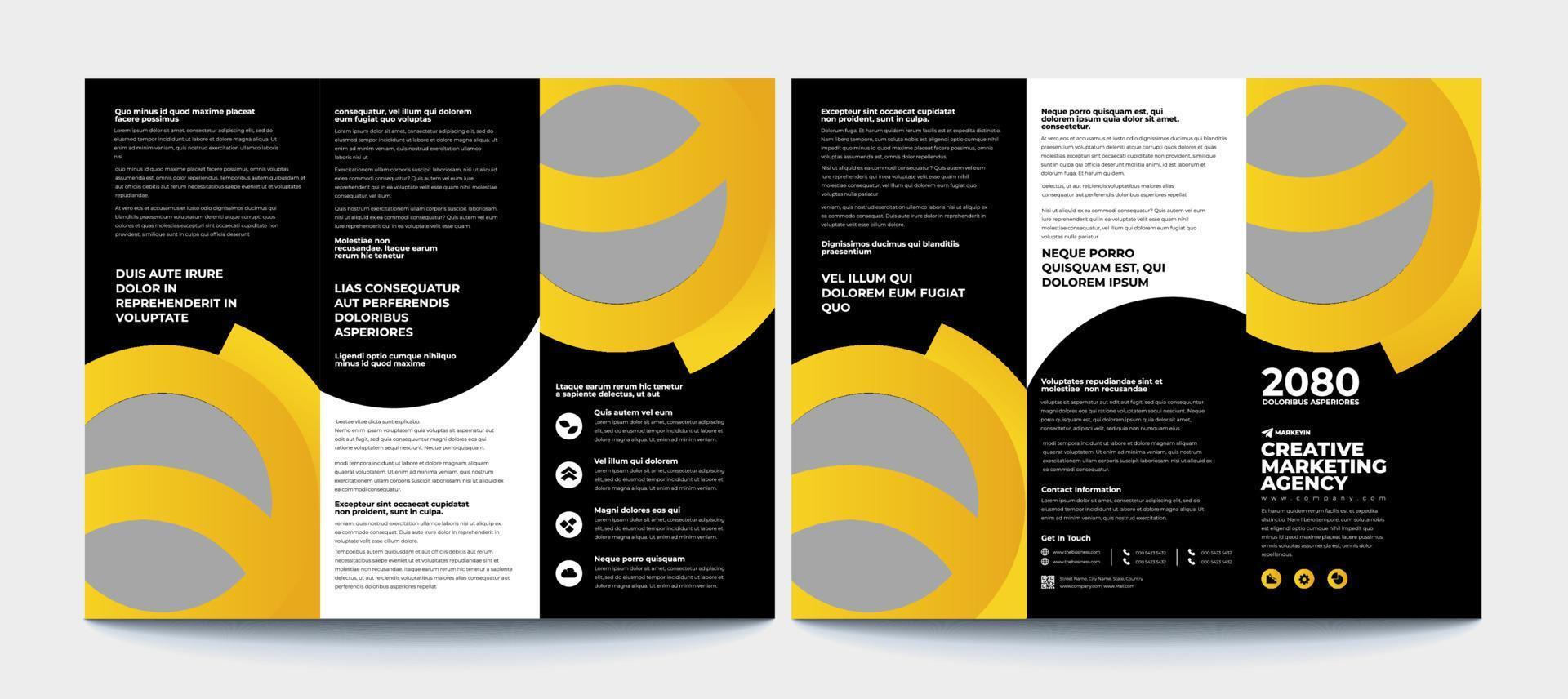 brochureontwerp, brochuresjabloon, creatieve tri-fold, trendbrochure. vector