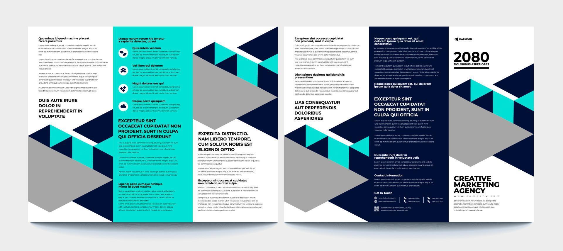 zakelijke brochuresjabloon in drievoudige lay-out. corporate design folder met vervangbare afbeelding. vector
