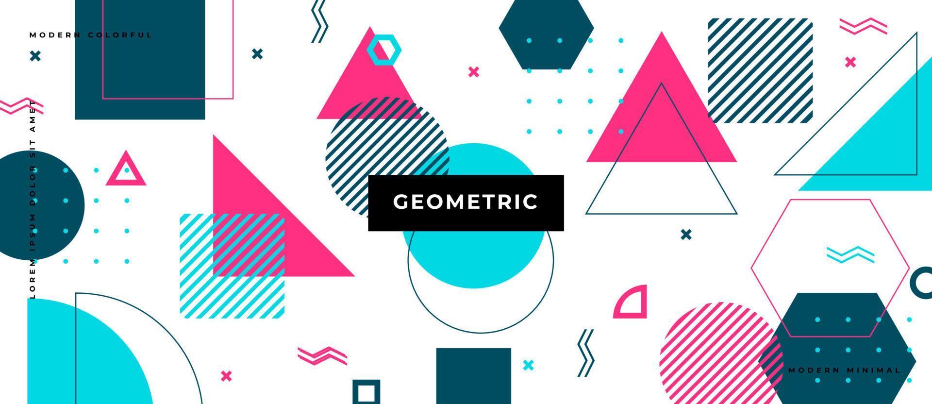 memphis kleur abstracte geometrische vormen patronen. eenvoudige geometrische elementen van driehoek, lijn, cirkel in hipster fashion memphis stijl. vector