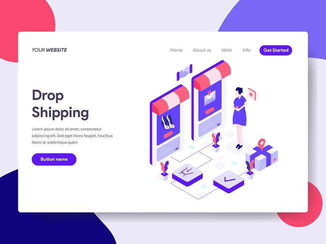 Landingspagina sjabloon van Drop Shipping Illustratie Concept. Isometrisch plat ontwerpconcept webpaginaontwerp voor website en mobiele website Vector illustratie