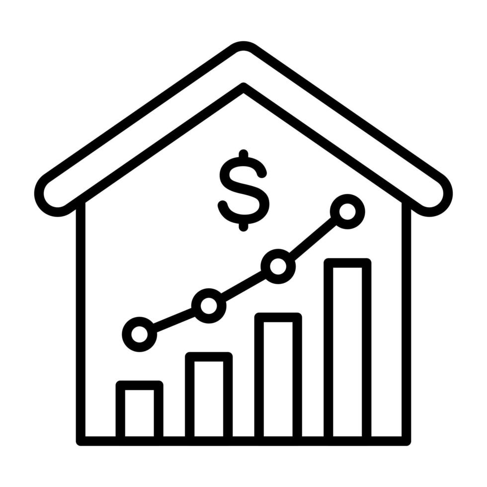 huis prijsverhoging lijn icoon vector