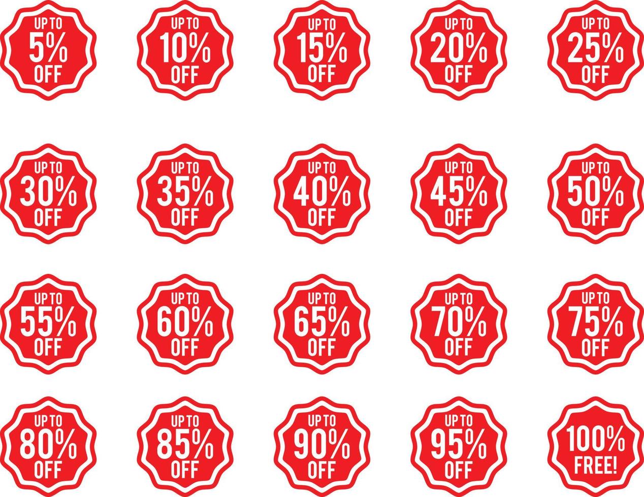 zakelijke promotie verkoop percentage korting op stickerset vector