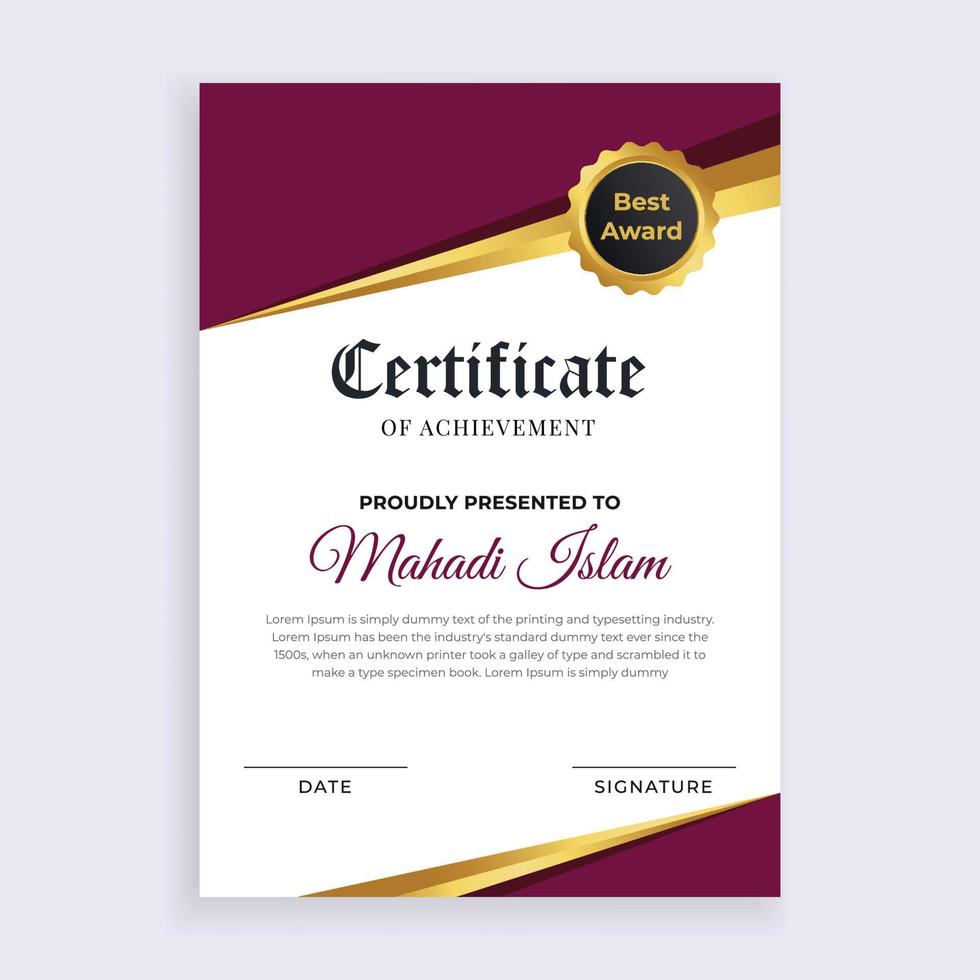 modern certificaatsjabloonontwerp. creatief certificaat van waardering award sjabloonontwerp. vector