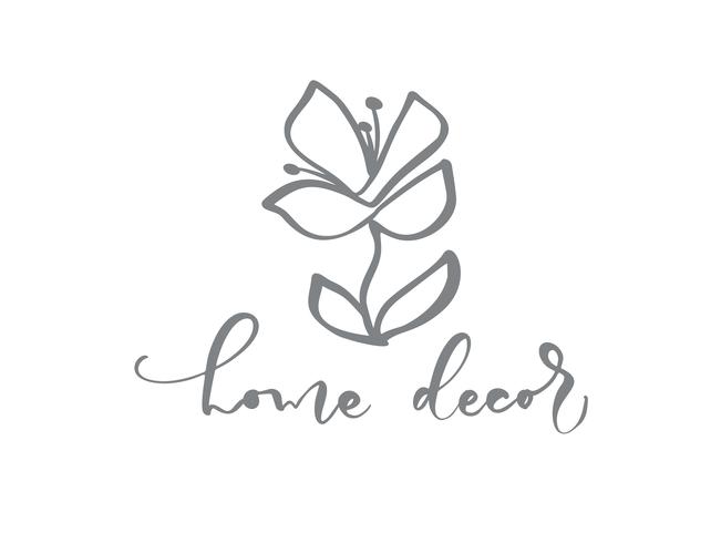 Home decor hand getekend eenvoudige floral pictogram vector van natuur bloemist logo.