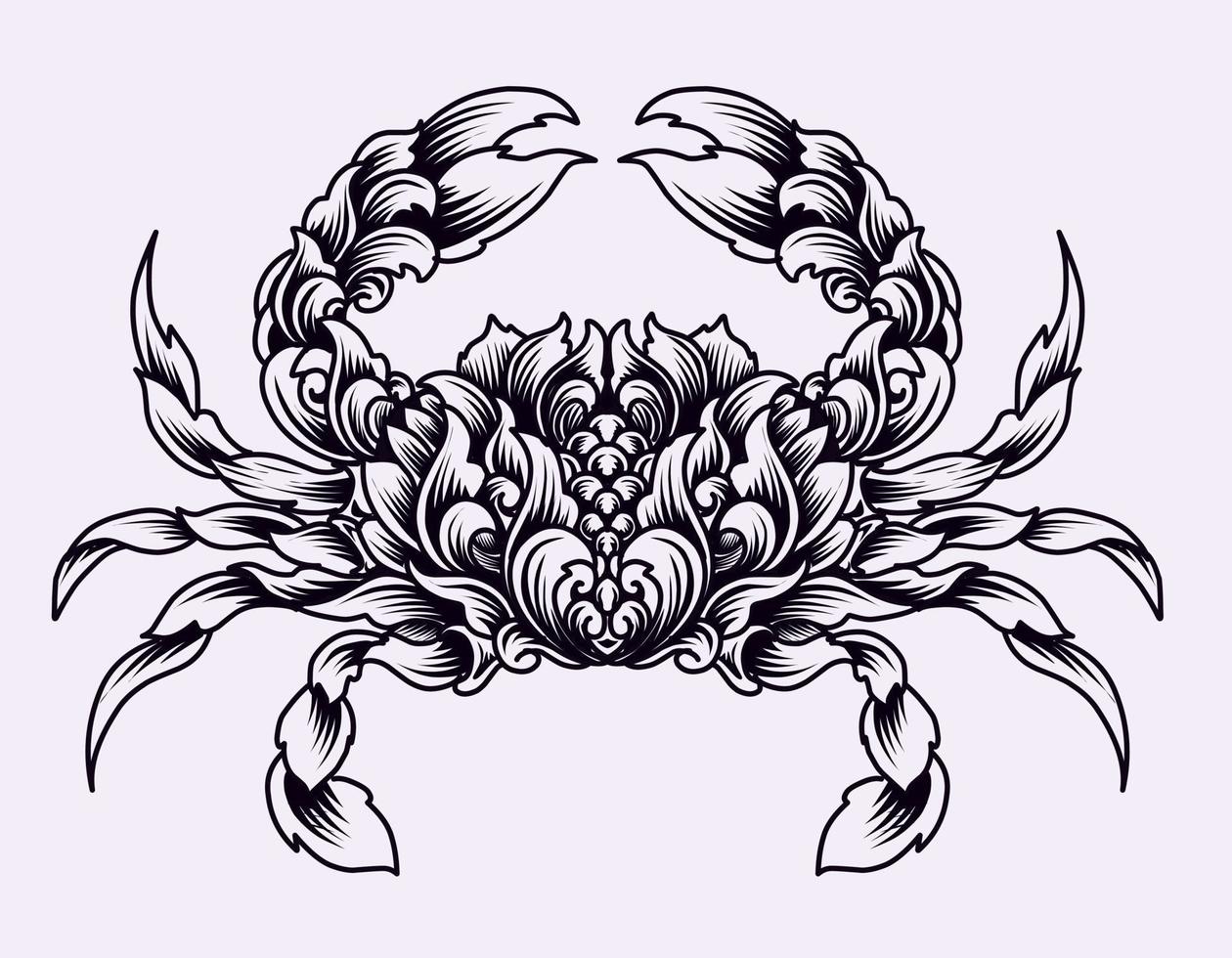 illustratie vector krab gravure ornament stijl