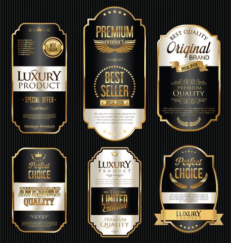 Luxe premium gouden insignes en labels vector