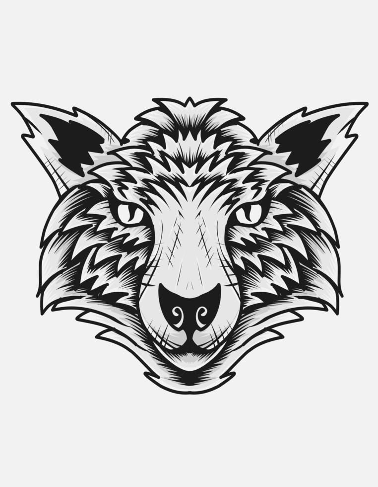 illustratie vector monochroom wolf hoofd