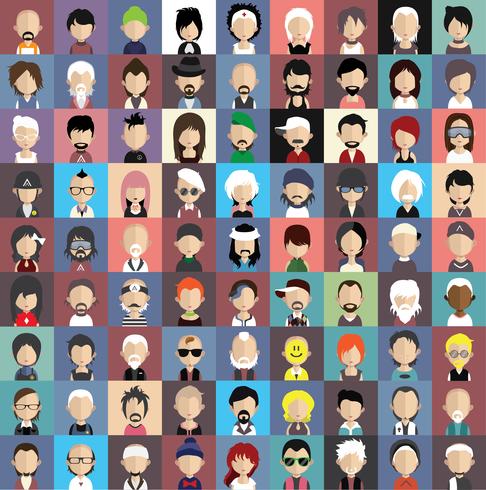 Reeks kleurrijke avatars van karakters vector