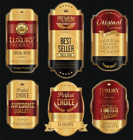 Luxe premium gouden insignes en labels vector