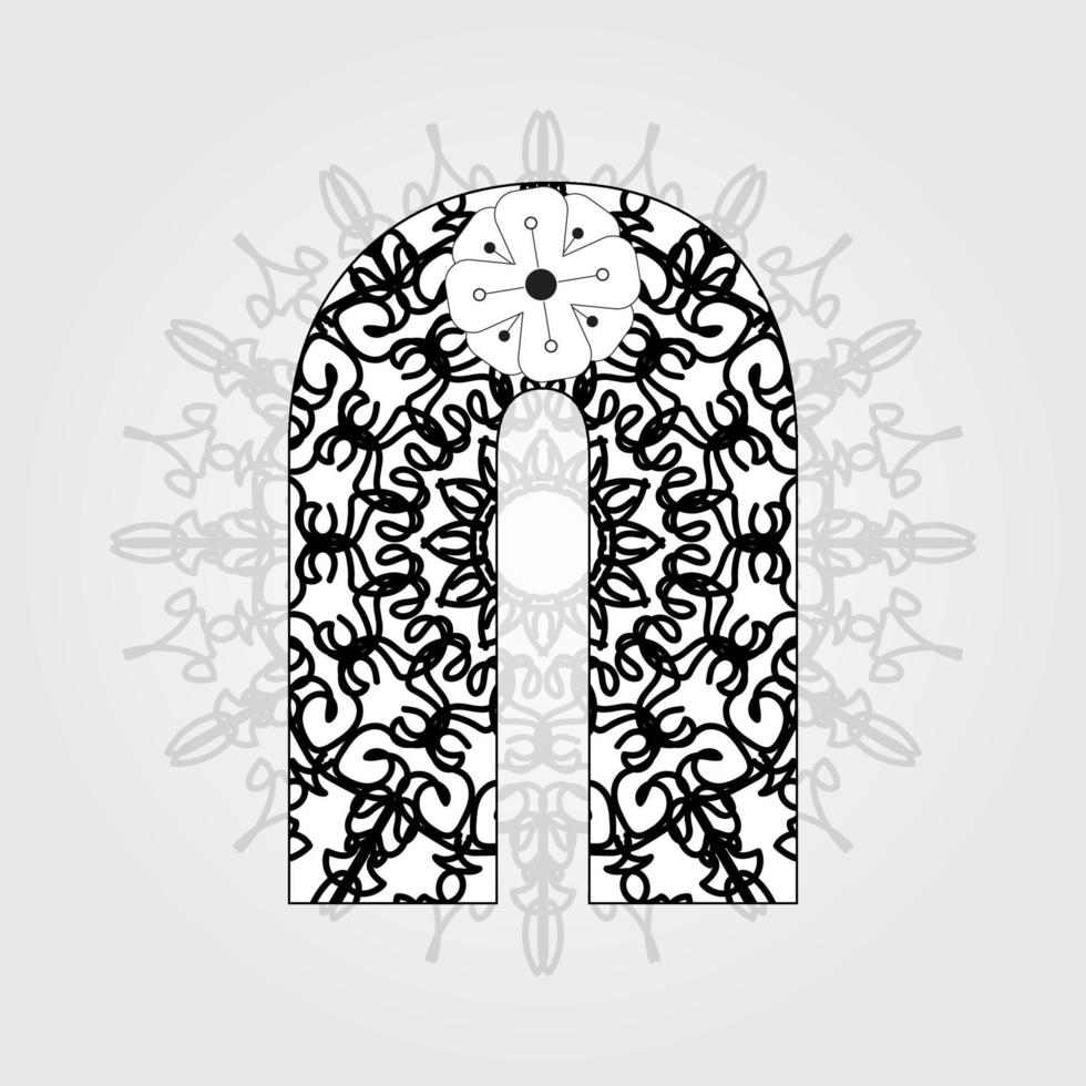 brief met mandala bloem. decoratief ornament in etnische oosterse stijl. kleurboek pagina. vector