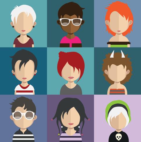 Reeks kleurrijke avatars van karakters vector