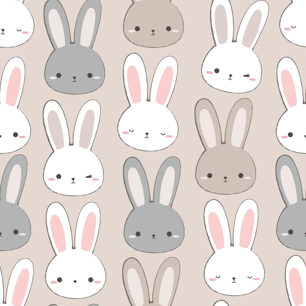 naadloze patroon met konijn konijn hoofd cartoon doodle illustratie vector