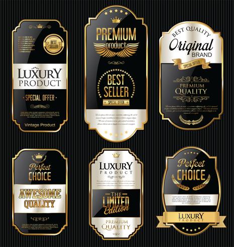 Luxe premium gouden insignes en labels vector