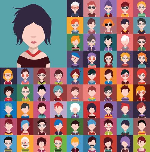 Avatar verzameling van verschillende mannelijke en vrouwelijke personages vector