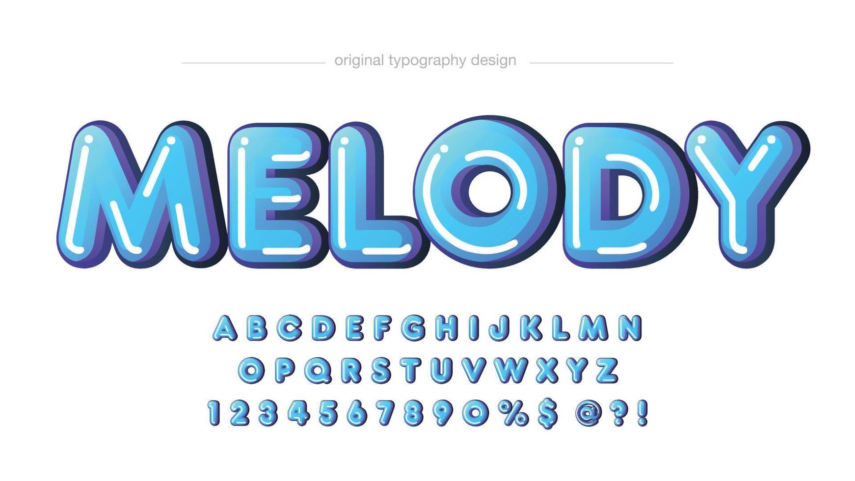 blauw afgerond cartoon artistiek lettertype vector