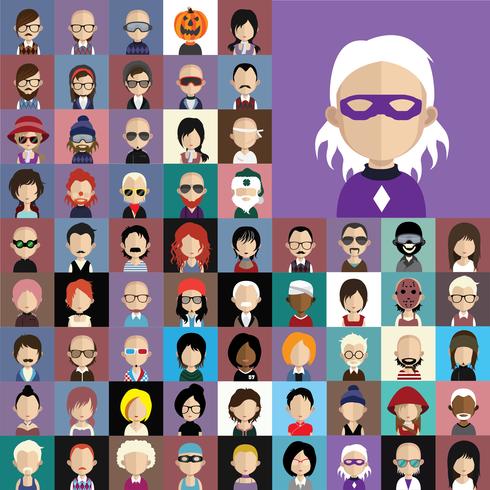 Avatar verzameling van verschillende mannelijke en vrouwelijke personages vector