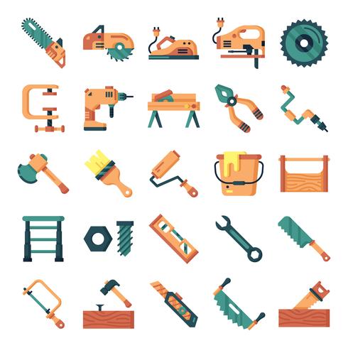 Timmerman pictogrammen pack vector