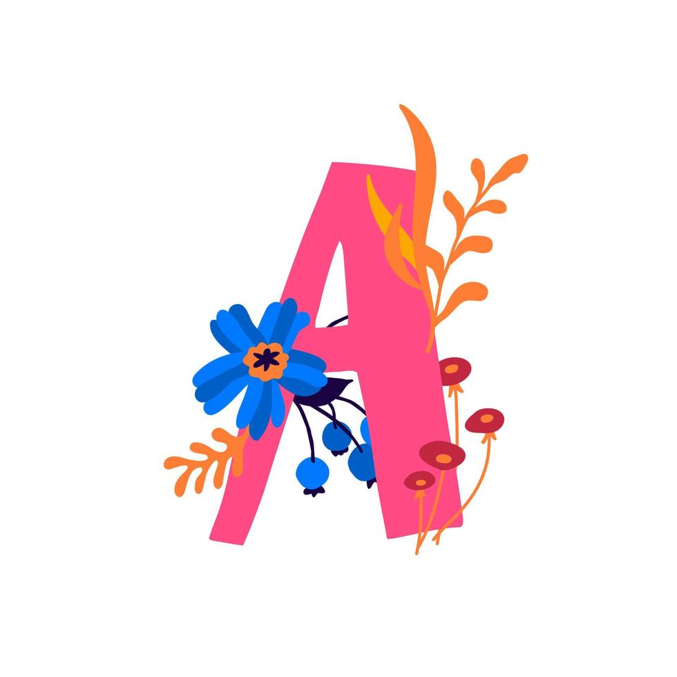 Latijnse letter in bloemen en planten. vector. letter in decoratieve elementen voor inscripties. bedrijfslogo. poster of monogram. vector