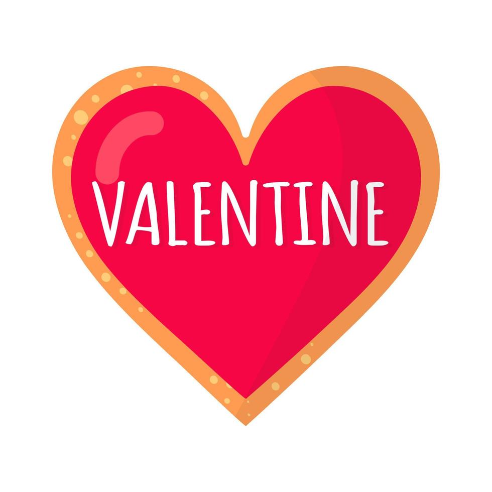 peperkoek hart koekje met valentijn inscriptie vector