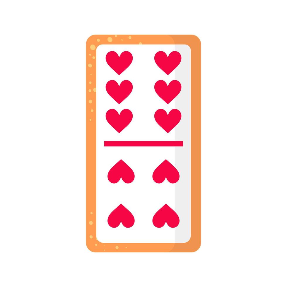 domino zes bij vier hartenbotkoekje met hart voor Valentijnsdag of bruiloft. vector