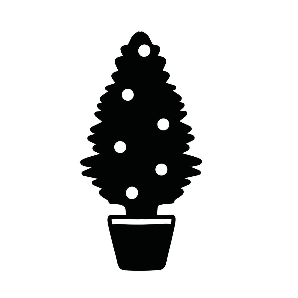 kerstboom zwart-wit pictogram vector