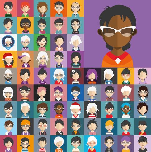 Avatar verzameling van verschillende mannelijke en vrouwelijke personages vector