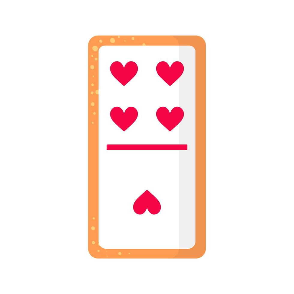 domino vier bij één hartenbotkoekje met hart voor valentijnsdag of bruiloft. vector