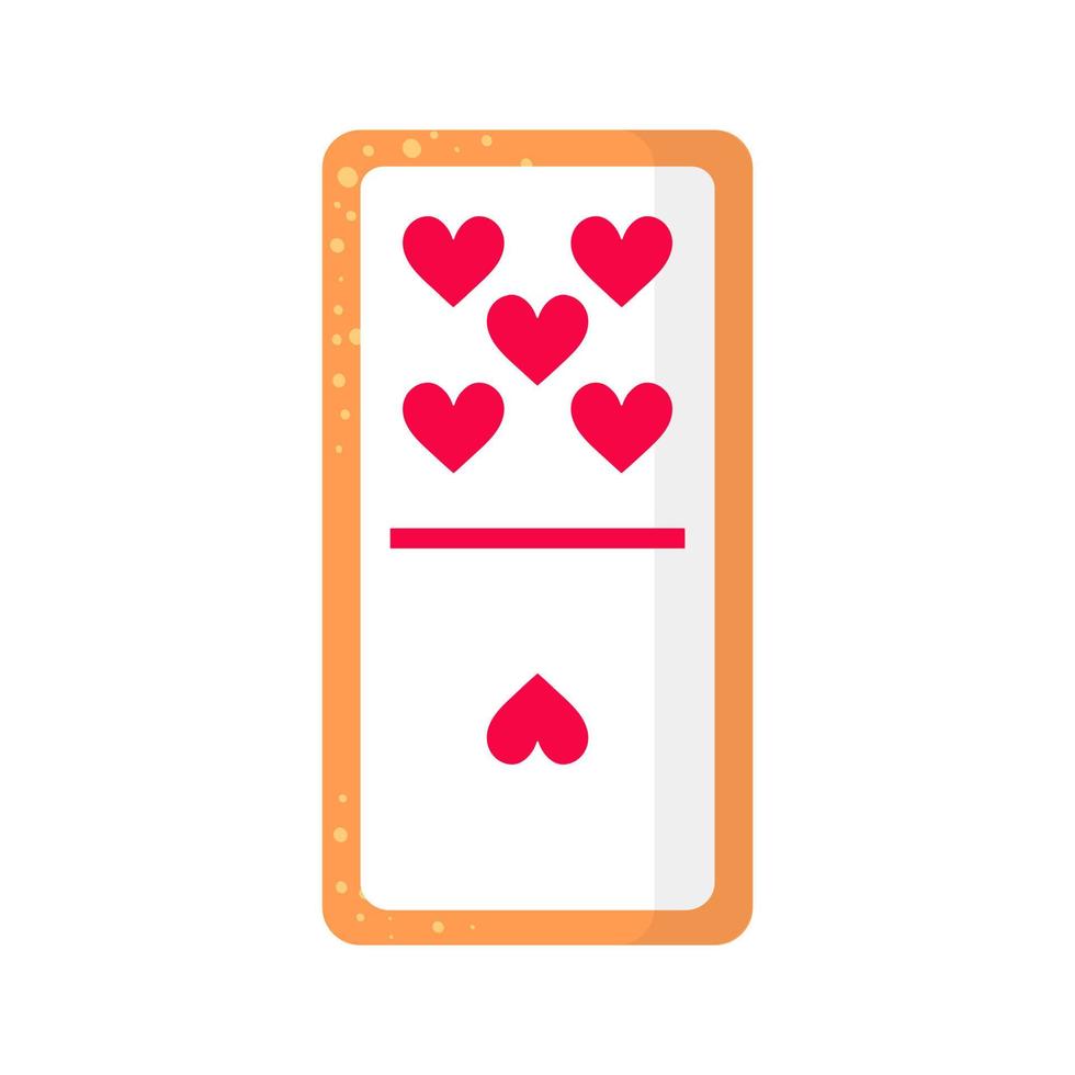 domino vijf voor één hartenbotkoekje met hart voor valentijnsdag of bruiloft. vector