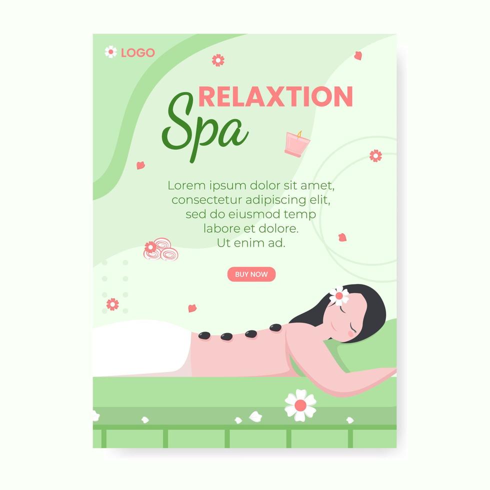 spa- en massageposter bewerkbaar van vierkante achtergrondillustratie geschikt voor sociale media, feed, kaart, groeten, print en web-internetadvertenties vector