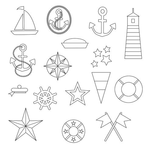 Nautische digitale postzegels Clipart vector