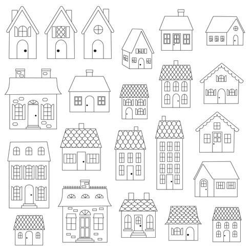 Huizen digitale postzegels Clipart vector