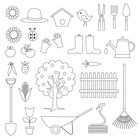 Tuinieren digitale stempels Clipart vector