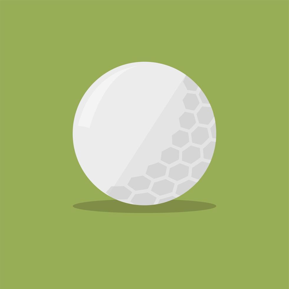 golfbal platte pictogram met schaduw op groene achtergrond. vector illustratie