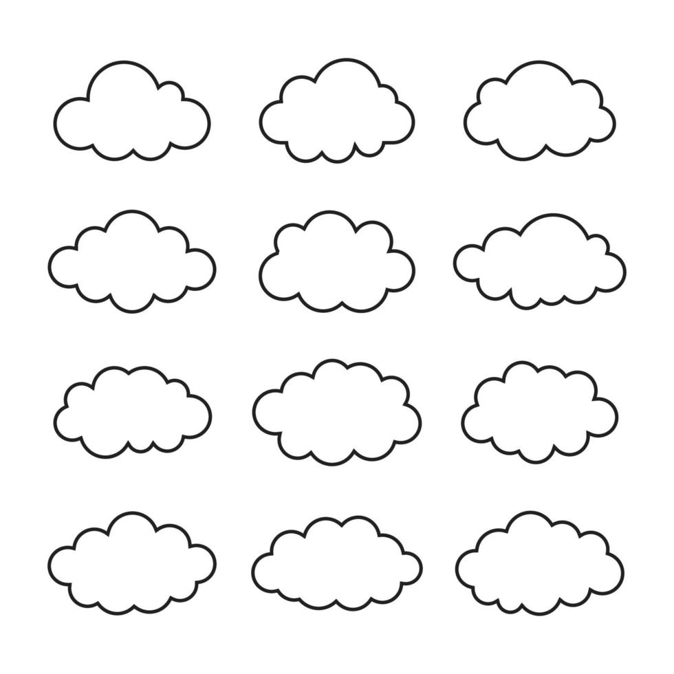 set van overzicht wolken pictogram illustratie vector